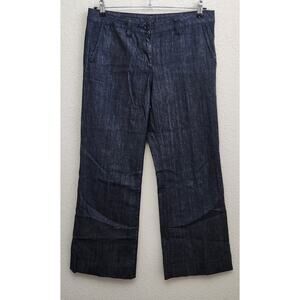 Trouser Blue Wide Leg Slashed Pockets Flat Front Jeans 12 / 31  Lightweight